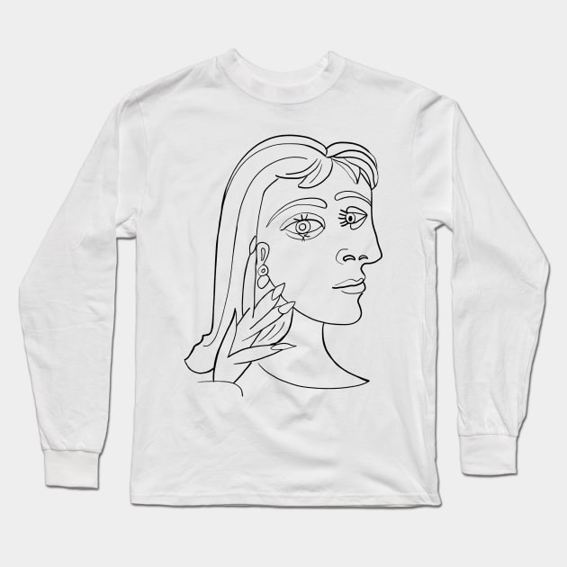 Picasso Woman's head #5 Lineart Long Sleeve T-Shirt by shamila